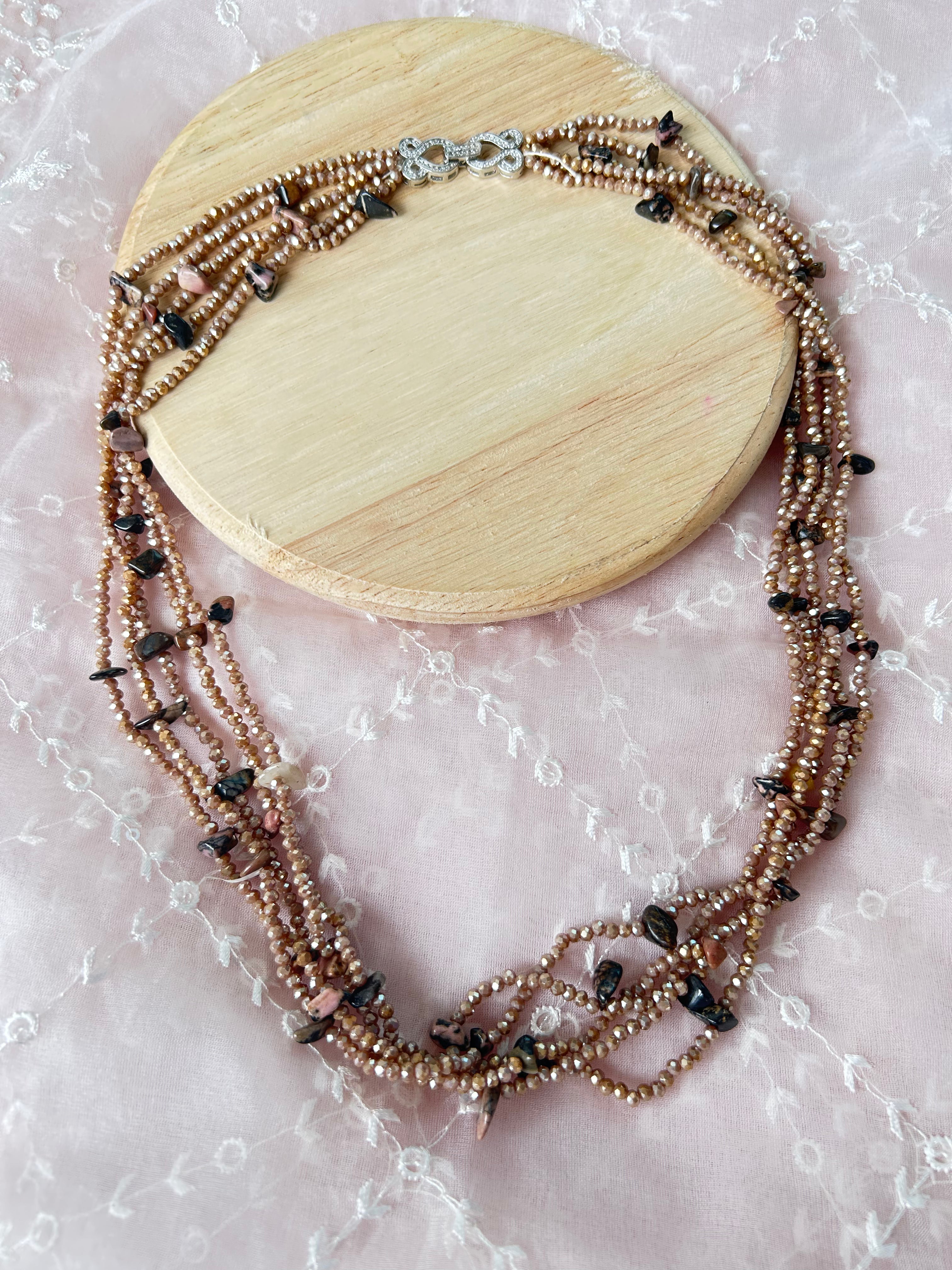 Evara Necklace alternate view 3 showing hydro stones and an American diamond anti-tarnish lock.