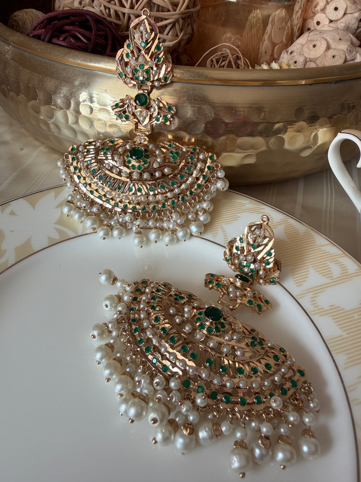 Khwahish Earrings detail view highlighting the jadau-inspired craftsmanship.