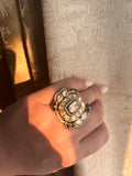 Roza Ring by KINAHH with moissanite polki detailing in brass.